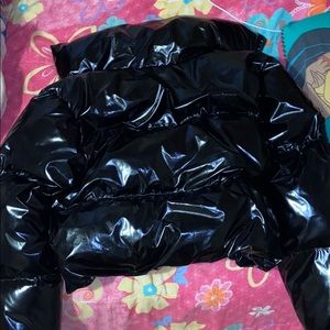 cropped black bubble jacket